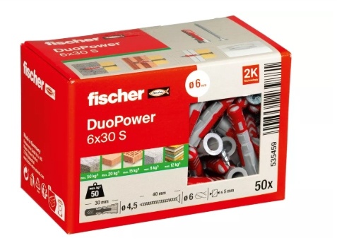 Kołek z wkrętem 6x30 DuoPower